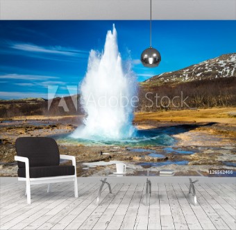 Picture of Strokkur geysir eruption Golden Circle Iceland